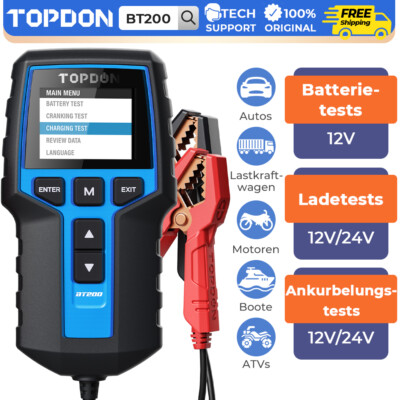 TOPDON BT200 12V Autobatterie Prüfgerät AKKU Prüfer Testgerät Batterietester DHL