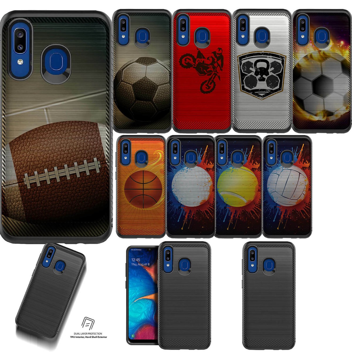 For [Samsung Galaxy A20/ A30][EMBOSSED DUO SET6] Hybrid Case Dual