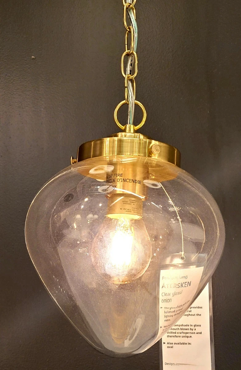 IKEA TERSKEN Pendant lamp clear glass onion Brass BRAND NEW eBay