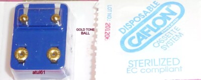 Caflon Safetec® Gold Ear Piercing Studs With Bezel Set Crystal In Stainless Steel X S Sw11