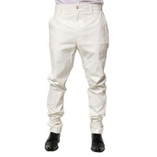 DOLCE & GABBANA Pants White Nylon Tapered Dress Men Trousers IT54/W40/XL 1500usd