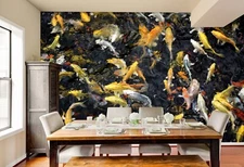3D Yellow Goldfish G10368 Wallpaper Wall Murals Removable Self-adhesive Honey