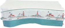Lighthouse Window Valance Curtain Boats Nautical Ocean Blue  White Checker 36.5
