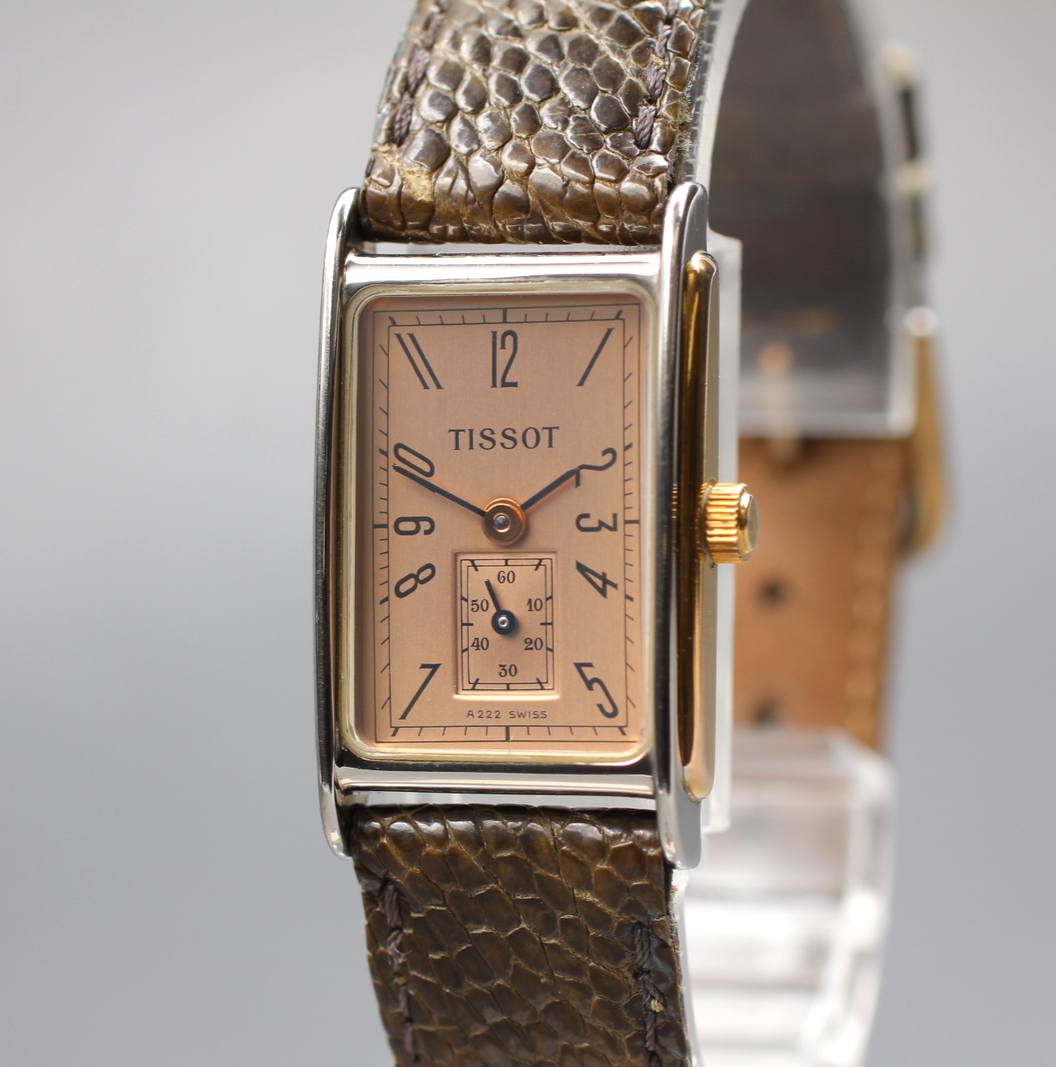 TISSOT A222 Ladies Vintage Quartz Watch Salmon Pink Dial Rare Working Condition