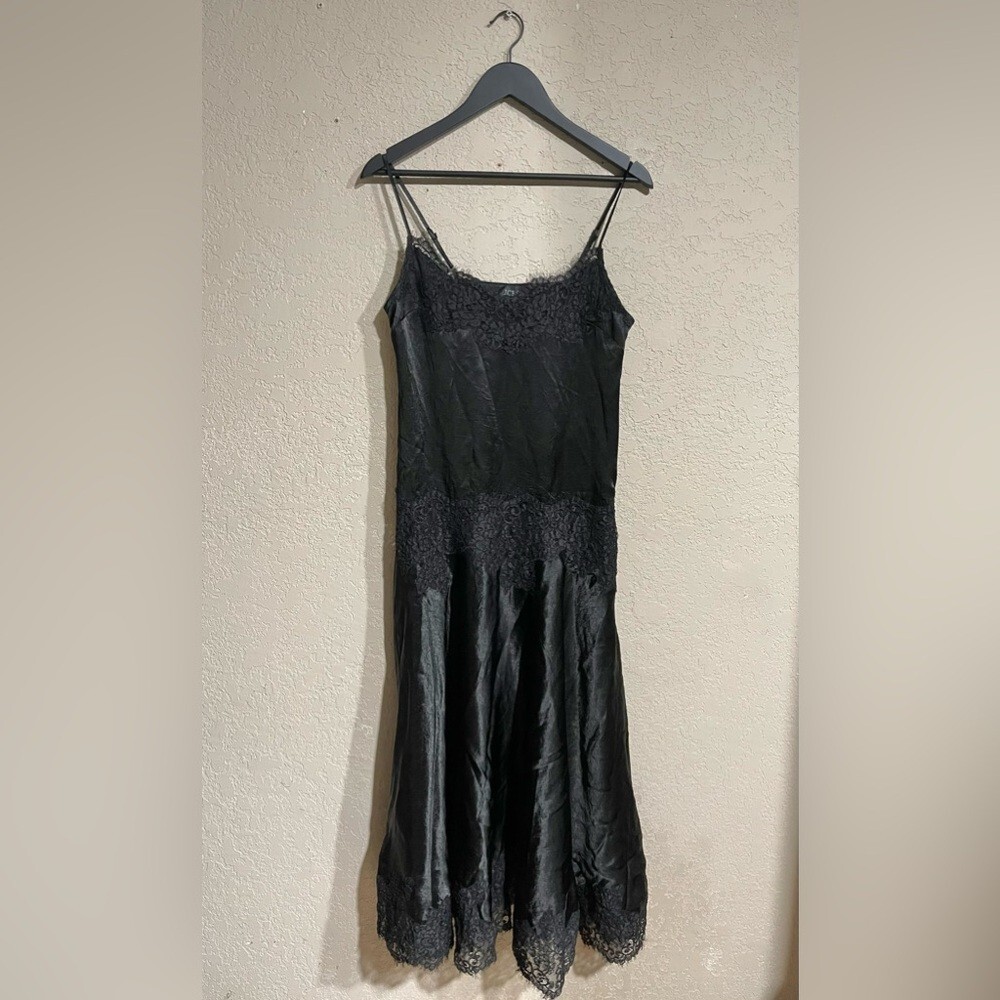 J Crew Collection | Black lace-trim slip dress in textured satin size: 4 | eBay J Crew Collection | Black lace-trim slip dress in textured satin size: 4 | eBay