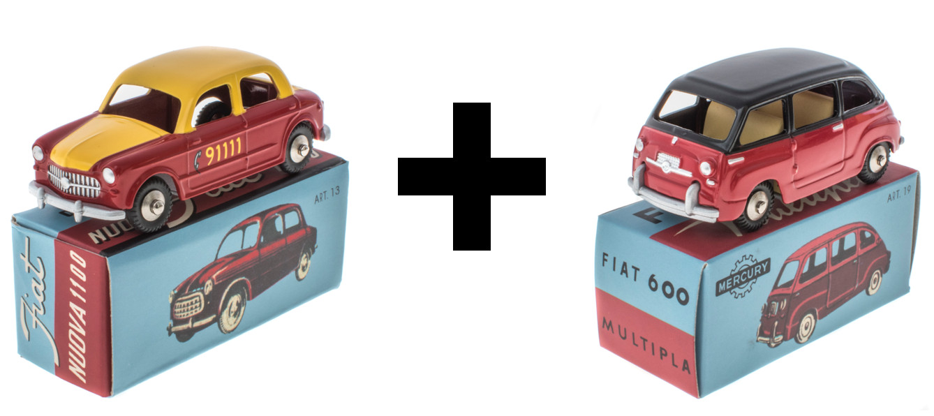 Fiat 1/48 Mercury Hachette Lot de 2 voitures miniatures de collection MY002 MY003