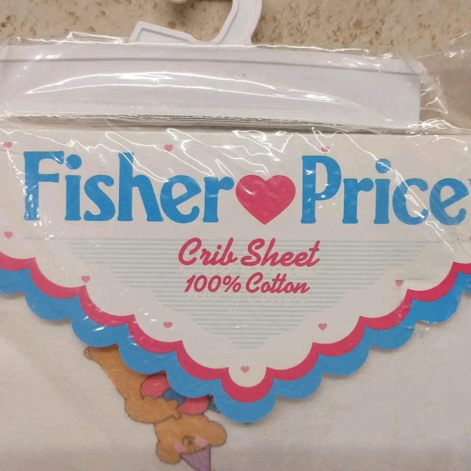 Sábana cuna Fisher Price vintage 100 % algodón blanca nueva 1987  Foto 2 de 4