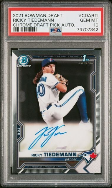 Ricky Tiedemann Prospect Auto - POP 48 - 2021 Bowman 1st Chrome Draft PSA 10