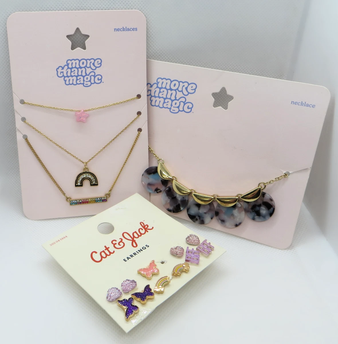 More Than Magic Gold Layered Necklaces Stud Earrings Rainbow Heart