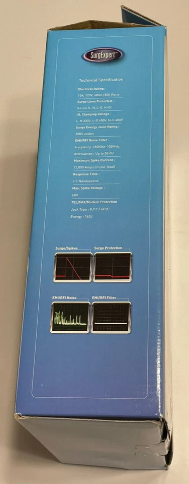 SurgExpert Power Surge Block 1080 Joules 25ft cord (112 0178) *NEW* - Image 2 of 4