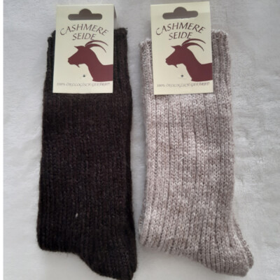 2 Pairs Women's Socks Cashmere Wool Sheep Wool and Silk Light / Dark Brown 35-42