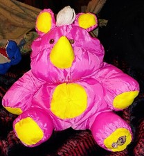 VINTAGE 1987 FISHER PRICE PUFFALUMP STUFFED ANIMAL PLUSH PINK RHINO
