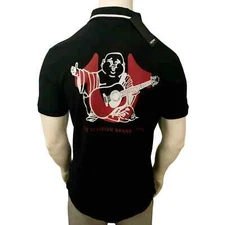 MSRP $69.99 NWT TRUE RELIGION MEN'S BLACK SHORT SLEEVE POLO SHIRT SIZE L