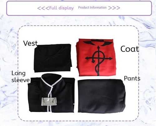Fullmetal Alchemist Edward Elric Costume Cosplay Outfit Suit Cloak Wig Halloween - Picture 4 of 19