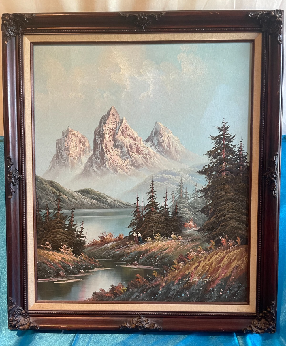 M. Hobart Mountain Landscape Art Collector's Corner Oil Painting