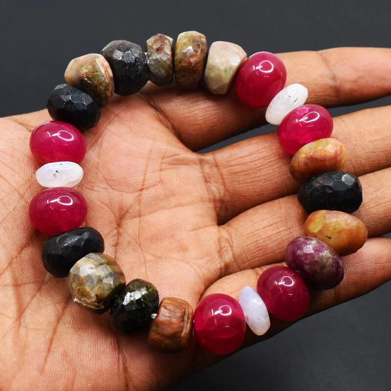 299 Cts Natural Ruby & Tourmaline Beads Stretchable Womens Bracelet JK-30E341 - Image 2 of 3