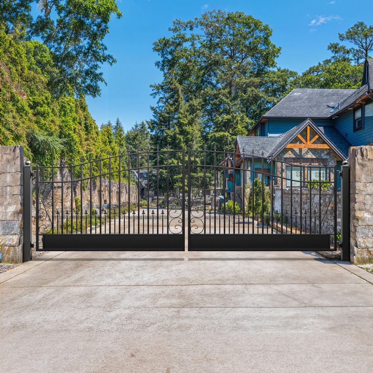 ZUMI 12x6 feet Dual Swing Gates for Driveway Farm Garden Gate