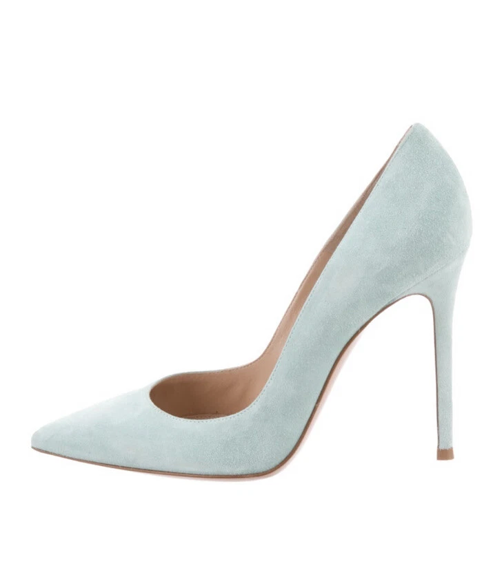 mint suede pumps