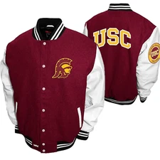 USC Southern California Jacket Varsity Jacket  Leather Sleeves US Tarrif Paid 