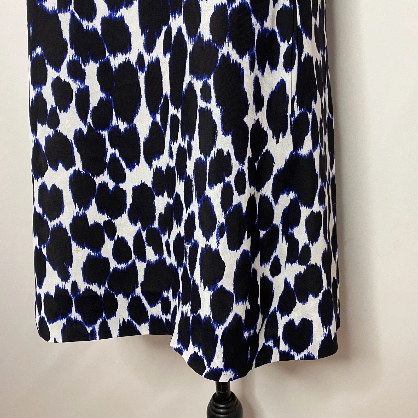 Abito Kate Spade Shift 2 nero bianco blu astratto acquerello stampa ghepardo