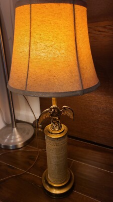 Underwriters Laboratories Portable Vintage Metal Eagle Lamp With Congrefs Of USA