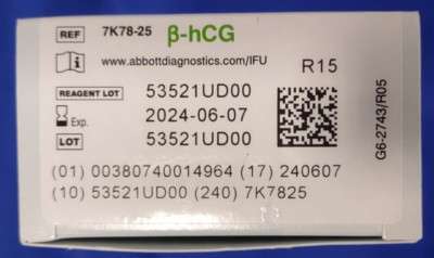 Abbott Architect Series Total b-HCG Reagent (100 Tests/Kit) PN# 07K7825