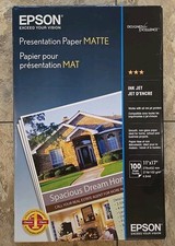 New 2Pack Epson Presentation Paper Matte 11x17 In, 100 Sheets Each S041070 