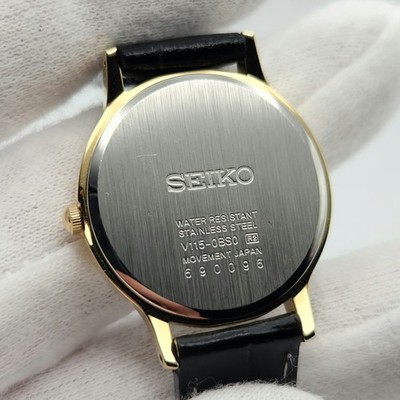 Seiko Ladies Gold Tone w/ White Dial Solar Quartz Watch V115-0BS0