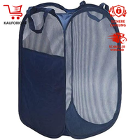 WäSchekorb Faltbar Mesh Pop Up Platzsparend Navy Blau Mit Griffen 50L