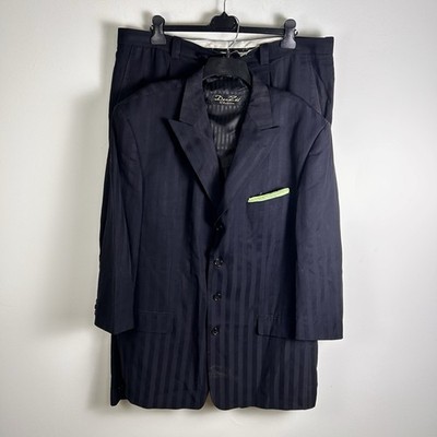 DenZel Classic 3 Pc Suit Black 44R 42W Double Breasted Mens