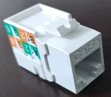  White RJ11 CAT5E Keystone Jack Insert Plug For Modular Wall Plate Phone Network