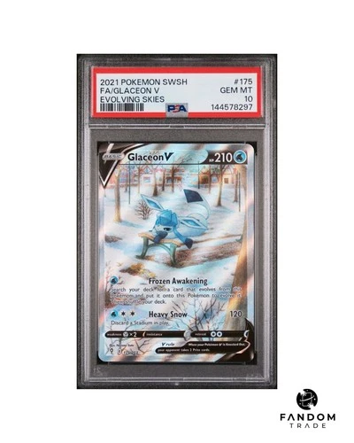 PSA 10 GEM MT Glaceon V Alt Art 175/203 Pokemon Evolving Skies