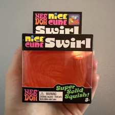 Nee Doh Nice Cube Swirl Super Solid Squish Squeeze Toy Orange