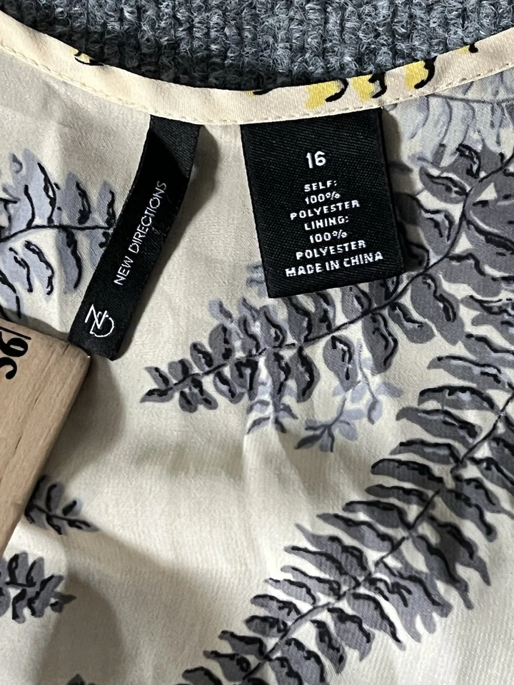 Vestido midi para mujer New Directions transparente sin forro volantes en la parte delantera talla 16 ligero Foto 3 de 4