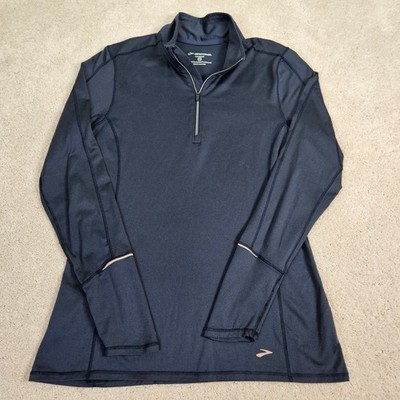 Brooks Womens Equilibrium 1/4 Zip Running Pullover Navy L Athleisure Performance