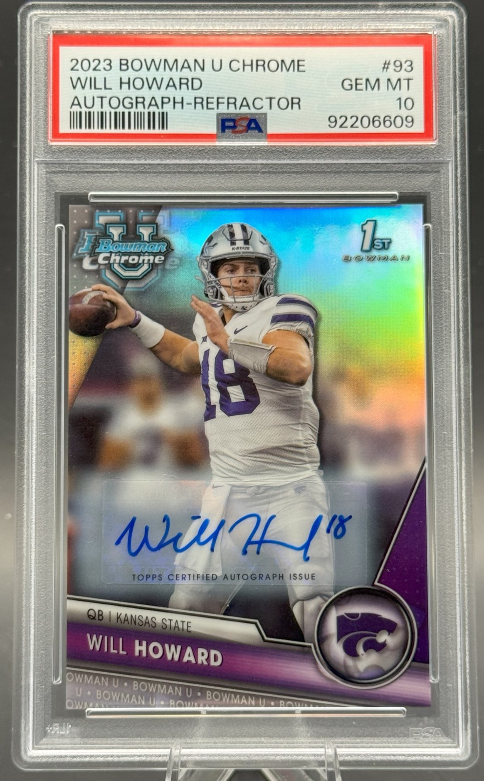 2023 Bowman University Chrome - Auto REFRACTOR #440/499 Will Howard #93 - PSA 10