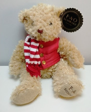 FAO Schwarz Teddy Bear Plush Red Vest Scarf Holiday Christmas Toy