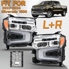 For 2022-2024 Chevy Silverado 1500 Chrome LED DRL w/ White Animation Headlights