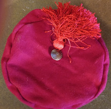 SMOKING CAP Repro 1800's Victorian Style 100 Wool Deep Red Size LG