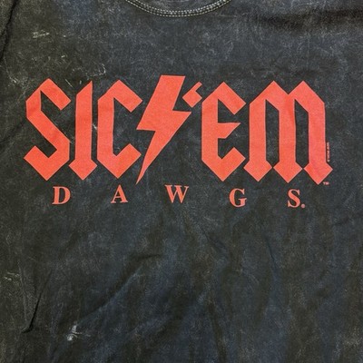Black Acid Washed Sic 'Em Dawgs Shirt Womens Size Medium