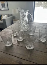ABP Brilliant cut antique crystal pitcher and 6glasses
