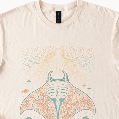 Manta Ray Deep Water Graphic Tee Mystical Ocean Art Shirt