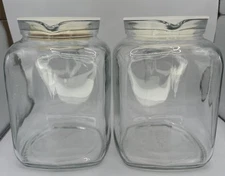 2 Bormioli Rocco Italy Clear Glass Square Jug Hermatic Seal Lid Glass Pitcher