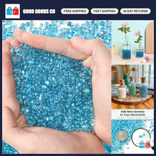 Aquarium Gravel Rocks - Blue Glass Pebbles for Fish Tank, 2 lb Decorative Stones