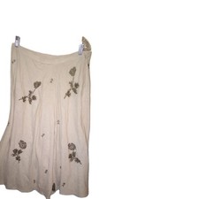 Vintage All Linen David Dart Colln Maxi Skirt Aline Cottagecore Embroidery Sz 12