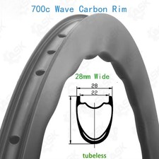 700c Wave Carbon Rim 21/ 24 Holes Symmetry Hook Ring for Gravel Road Bicycle 