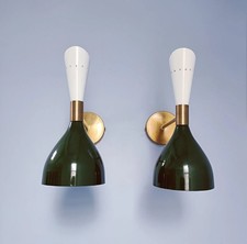 1950's Mid Century Handmade Brass Italian Diabolo Wall Sconce Light Fixture