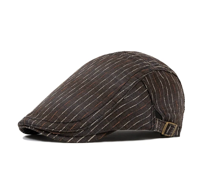 Gorra Gatsby de algodón liso a cuadros para hombre boina plana de newsboy taxista golf conducción Foto 2 de 4