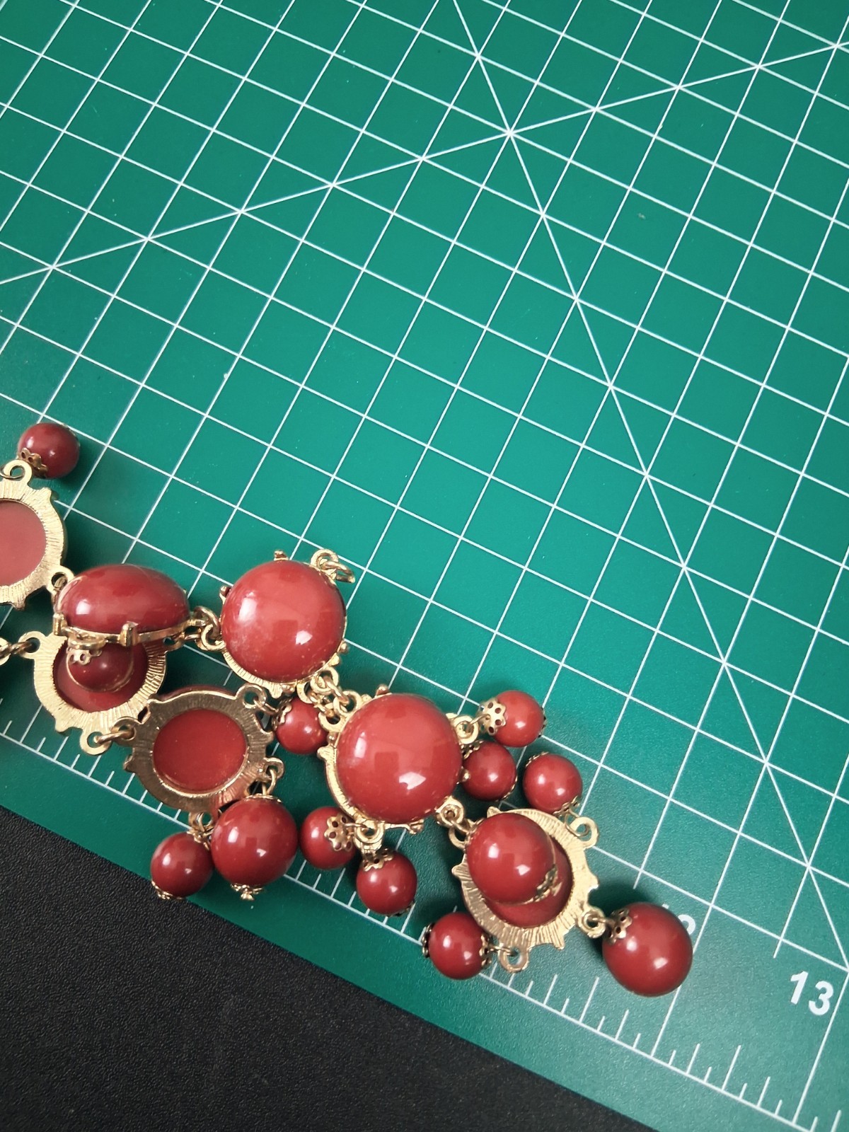 Vintage Red Chunky Bubble Statement Necklace Bib … - image 6