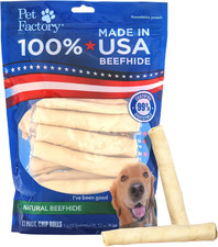 100 Made in USA Beefhide Chip Rolls Dog Rawhide Chews - Thick, Long-Lasting Che